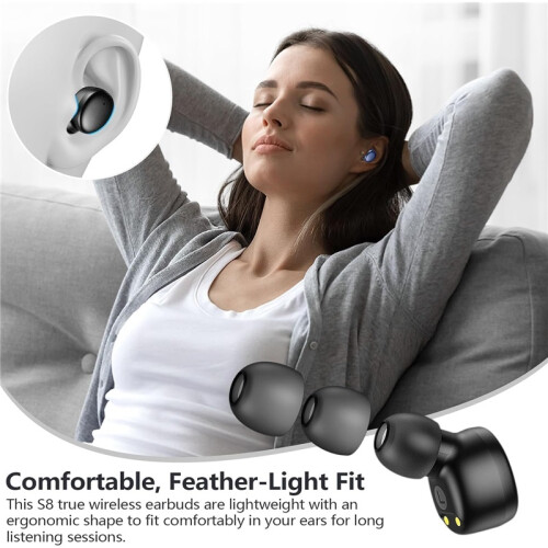 Mini Sleep Wireless Earbuds Bluetooth 5.4 In Ear Headphones with Noise Cancelling Mic LED Display Touch Control for iPhone Android 2