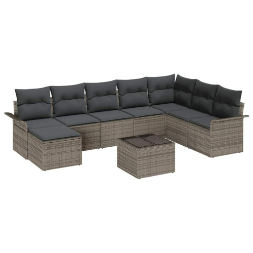 VidaXL vidaXL Gartensofa-set 9 stk. Schwarz Poly Rattan 1