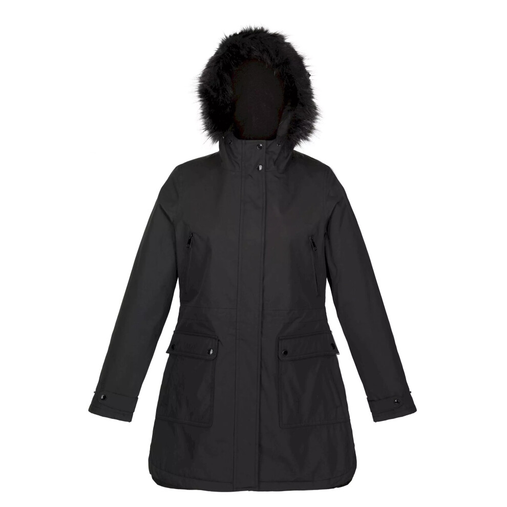 Regatta (10 Uk, Black) Womens/Ladies Sabinka Faux Fur Trim Parka