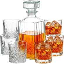 7-teiliges Whiskey-Dekanter-Set, Kristallglas-Dekanter mit 6 Whiskey-Gläsern, elegante Glasbecher-Sets für die Hausbar
