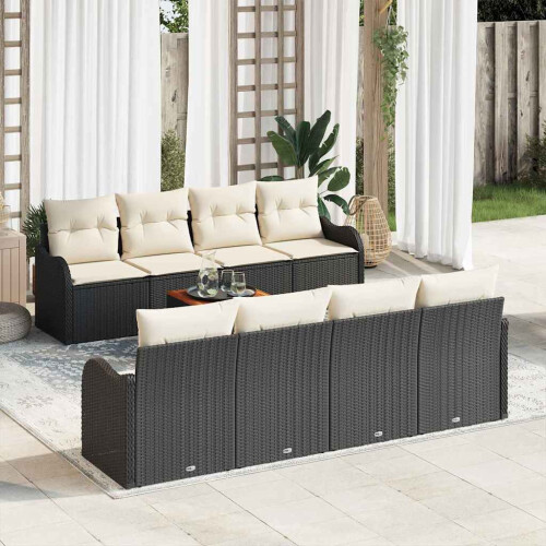 VidaXL vidaXL Gartensofa-set 9 stk. Schwarz und Creme Poly-Rattan