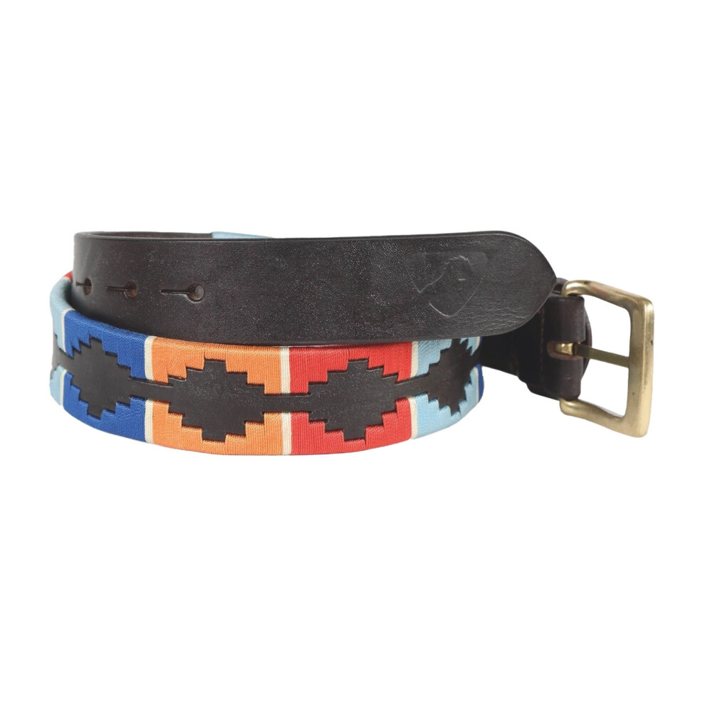 Photos - Equestrianism  Aubrion Drover Leather Polo Waist Belt(90cm x 35mm, Turquoise/Red/Orange/Blue)
