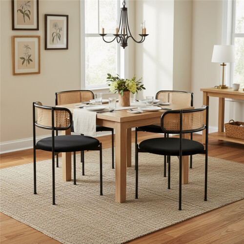 Velvet Dining Chairs (Set of 4), Modern Black 2