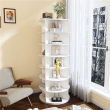 (7 floors, circular shape) 7-Tier Rotating Shoe Rack - Holds 28 Pairs, White