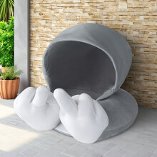 (Gray 1) [U-förmiges Kissen] U-förmiges Kissen mit Kapuze, tragbar, für Reisen, Auto, Schlafen, Artefakt, Flugzeug, Auto, Halswirbelsäule,