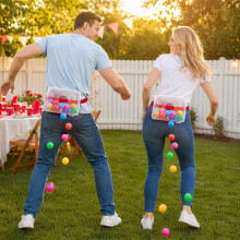 Schüttelballbox mit zwei Boxen und zwei Gürteln für eine glückliche Familie, 2 Sets mit 60 Bällen, Outdoor- und Indoor-Spaß –