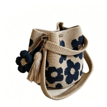 Handmade Crochet Flower Tote, Knit Floral Purse Bag, Boho Woven Beach Handbags Crossbody Shoulder Bag for Women Vacation