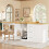 (White, MDF) 120-180cm Adjustable White Dining Table 2