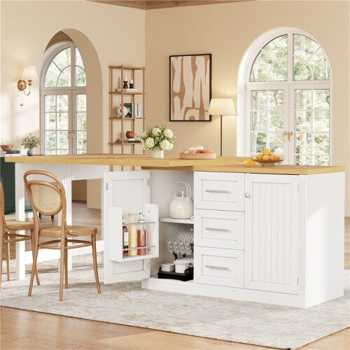 (White, MDF) 120-180cm Adjustable White Dining Table 1