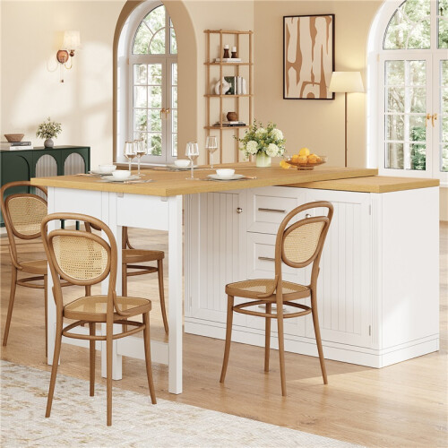 (White, MDF) 120-180cm Adjustable White Dining Table 2