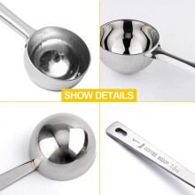 Coffee Measuring Scoop 1 Tablespoon Long Handle Stainless Steel Spoon for Coffee, Milk Powder, Fruit Powder, Set of 10