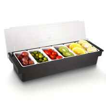 1 Topping-Station mit 6 Fächern und Deckel – vielseitiger Gewürz-Organizer für Bars, Eisdielen, Salatbars –