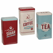 Almineez Retro Set of 3 Stainless Steel Tea Coffee Sugar Jar Canisters Kitchen Container Tins Storage Organiser Set Air