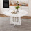 (White, MDF) 47.24" Round Farmhouse Dining Table, White Marble Finish 1