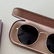 2X Portable Glasses Case Hard Wooden Grain Spectacle Frame Box Reading Glasses Sunglasses Holder Storage Case-Dark Brown