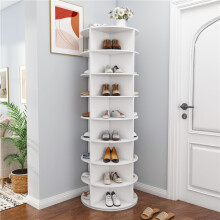 (8 floors, circular shape) 8-Tier Rotating Shoe Rack Tower - White
