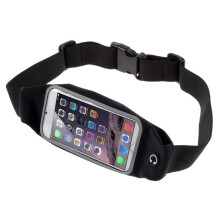 DFV mobile - Reflektierende Sport-Bauchtasche mit Touch-Fenster für Yezz C32 (2022) - Schwarz