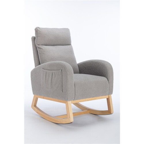 (Foam, LIGHT GREY) Mid-Century Teddy Rocking Chair, Light Grey