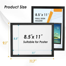 Sign Holder 8.5 x 11 Wall Mount, Magnetic Clear Plastic Sign Holders, Display in Portrait or Landscape Format