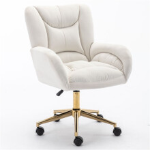 (Ivory, Velvet) KD Velvet Office Chair, Adjustable & Swivel
