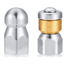 Sewer Jetter Hose Nozzle,High Pressure Washer Hose Nozzle,1 Button Nose Nozzle & 1 Rotating Nozzle,1/4 Inch Pack of 2