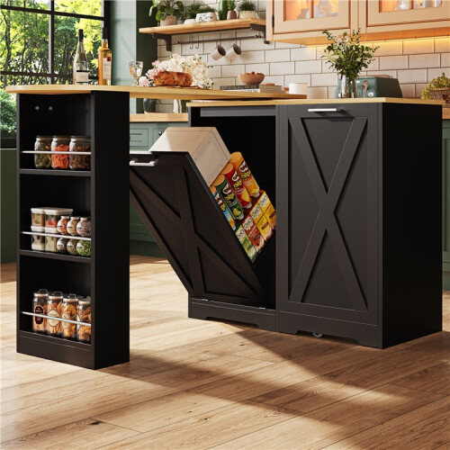 Swivel Sideboard with Shelves – Black Finish 2