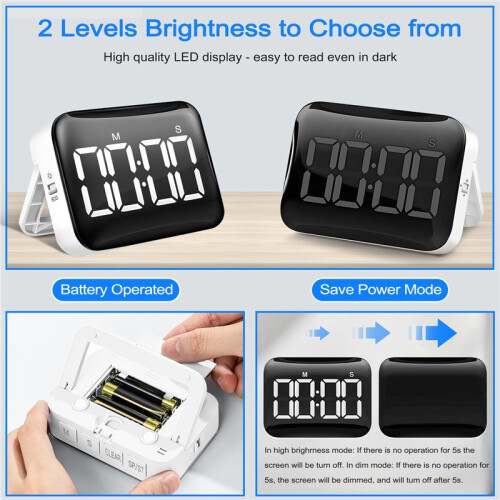Digital Kitchen Timer - Magnetic Countdown Count  Timer with Large LED Display Loud Volume for Cooking and for Kids 2
