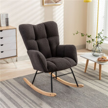 (Foam, Dark Gray) Mid-Century Modern Teddy Rocking Chair, Gray