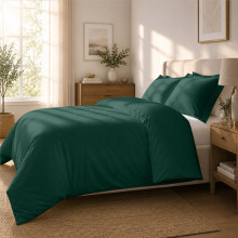 (Single (135x200cm), Emerald Green) Luxury Dyed Duvet Cover Set | 100% Soft Microfiber Bedding | Matching Pillowcases Included