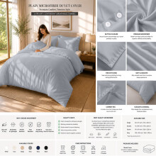 (Super King (260x220cm), Silver) Luxury Dyed Duvet Cover Set | 100% Soft Microfiber Bedding | Matching Pillowcases Included