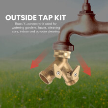 3/4 Inch 2 Manier Slang Splitter Messing Y Klep Tuin Kraan Connector met 2X3/4 Inch Messing Waterkraan Buiten Tap Kit