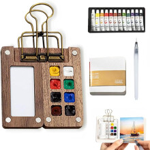 Fourseasons Pocket Artist Watercolor Travel Set, Nano Palette Mini Watercolor Paint Set Kompatibel med alle pensler