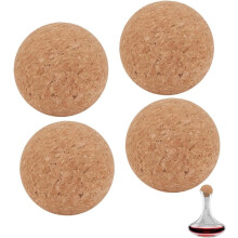 Lot de 4 bouchons sphériques en liège de 7 cm (2,8 pouces), compatibles avec les carafes à vin et les bouteilles en verre à large ouverture.