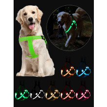 Luxtrada Lichtgevend Hondentuigje met Anti-trekfunctie en LED-handvat, oplaadbaar, verlicht hondenvest voor kleine/middelgrote/grote honden (Oranje,