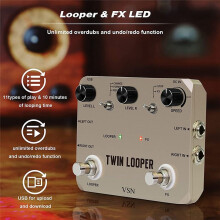 Rowin VSN Twin Looper Electric Guitar Effect Pedal Loop Station Box 11 Types Modes Stereo Input/Output 10 Mins Recording