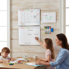 Magnetisch whiteboard voor op de koelkast, set met 3 planners en 4 pennen.