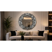 Prism Art Wall Black Plastic Framed Mirror 60x59Cm