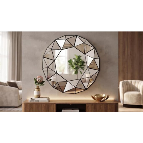 Prism Art Wall Black Plastic Framed Mirror 60x59Cm 1