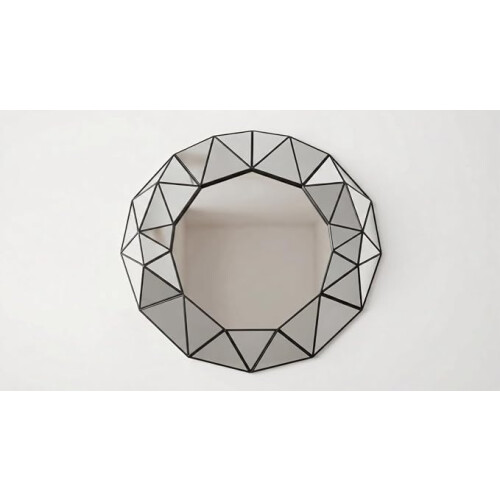 Prism Art Wall Black Plastic Framed Mirror 60x59Cm 2