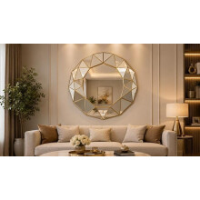 Prism Art Wall Mirror Plastic Frame Gold 60x59x5Cm