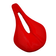 Leather Carbon Fiber Bike Seat Breathable Shock Absorption Cycling Saddle Seats Red155mm
