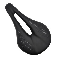 Leather Carbon Fiber Bike Seat Breathable Shock Absorption Cycling Saddle Black 143mm