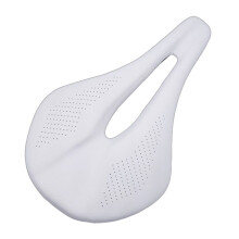 Leather Carbon Fiber Bicycles Seat Comfortable Bike Riding Saddle Cycling White 155mm