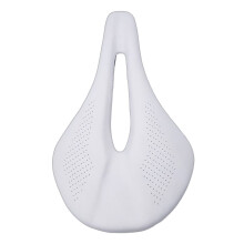 Leather Carbon Fiber Bike Seat Hollow Saddle Seats Comfortable & Breathable White143mm