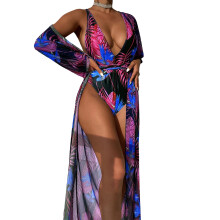 Women Floral Print Bathing Suit Chic-One Piece Swimwear Sexy Cross Back Rose Red M