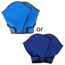 1 Pair Water Swimming Gloves Aquatic Fitness Paddle Fingerless Hand Tool Royal blue L