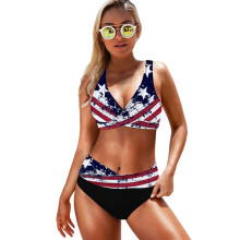 High Waisted Bathing Suit for Women Twist Front Swimwear Two Pieces Swimsuits Blue XL