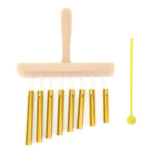 Metal Windchime Chimes Bells Set Hand Held Bar Chime with Cord Childrens Toy Set Gold