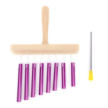 Hand Held Bar Chime Percussion Bells for Kids Toy 8 Tone Hand Bells with Knocker Purple