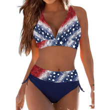 Womens Bikini Swimsuits Two Piece Bathing Suits Halter Bikini Brazilian-Thong Blue XL